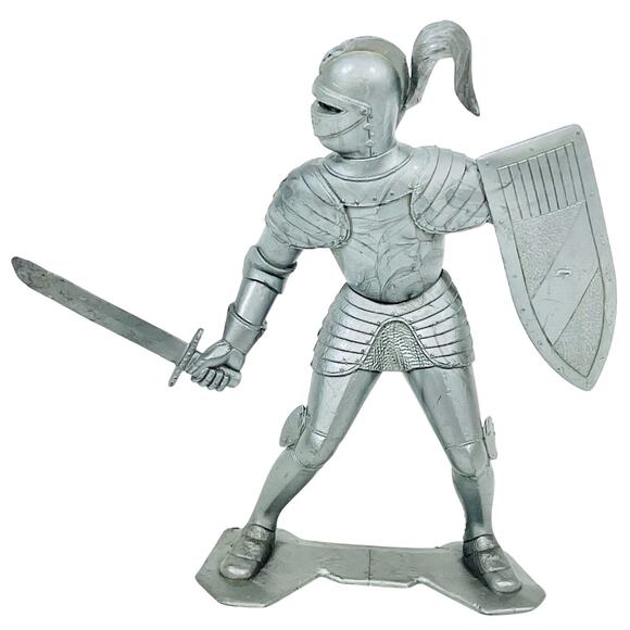 Vintage Louis Marx & Co. Medieval Knight 6” Silver Toy Soldier 1964 - Picture 1 of 15